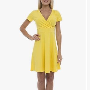 Sunny Yellow V-Neck Mini Dress